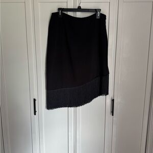 Versona Black Asymmetrical Fringe Skirt